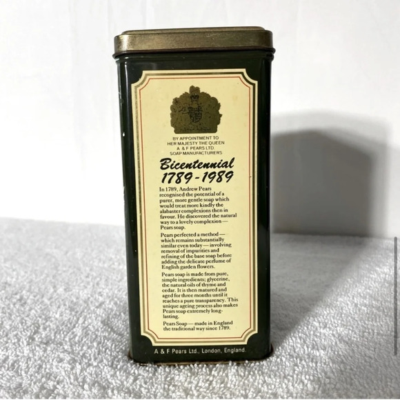 Vintage Pears Soap Green Bicentennial Decorative Tin 1789-1989 - Picture 9 of 14
